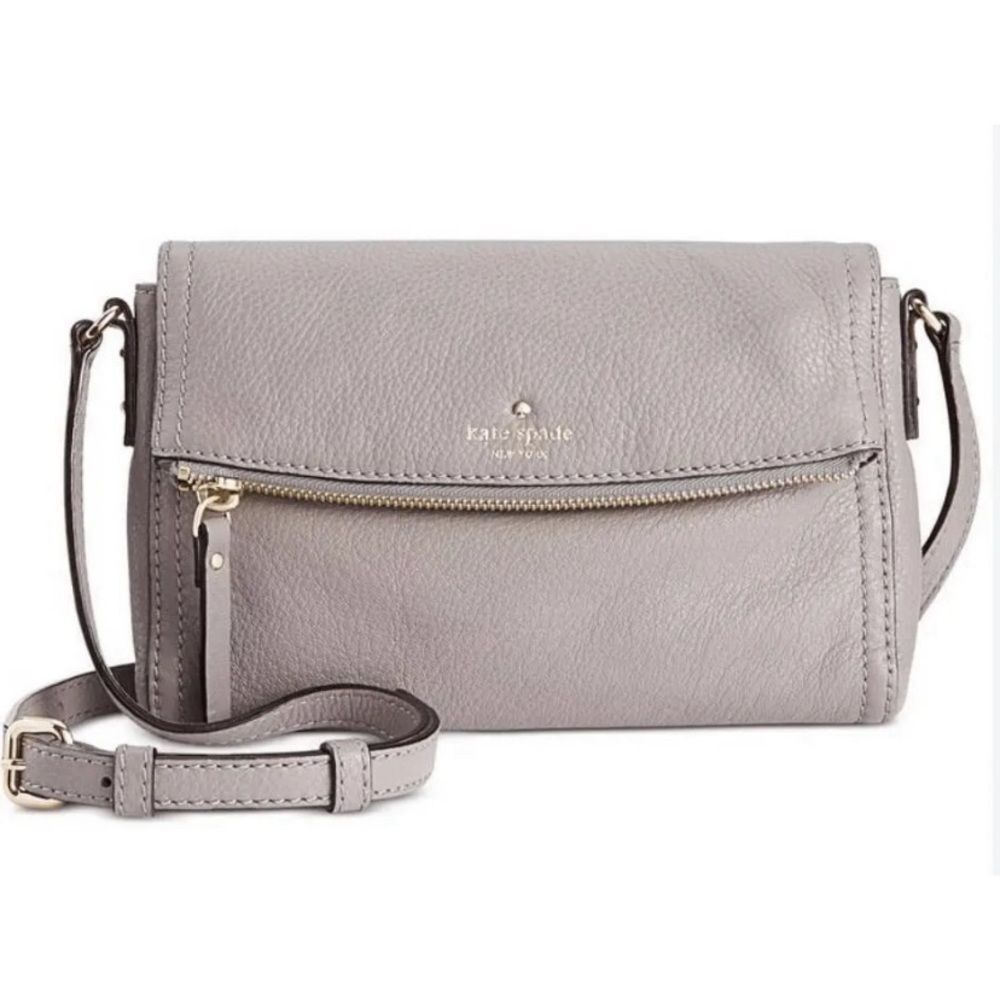 Kate Spade Cobble Hill Carson gray leather fold-over crossbody bag
